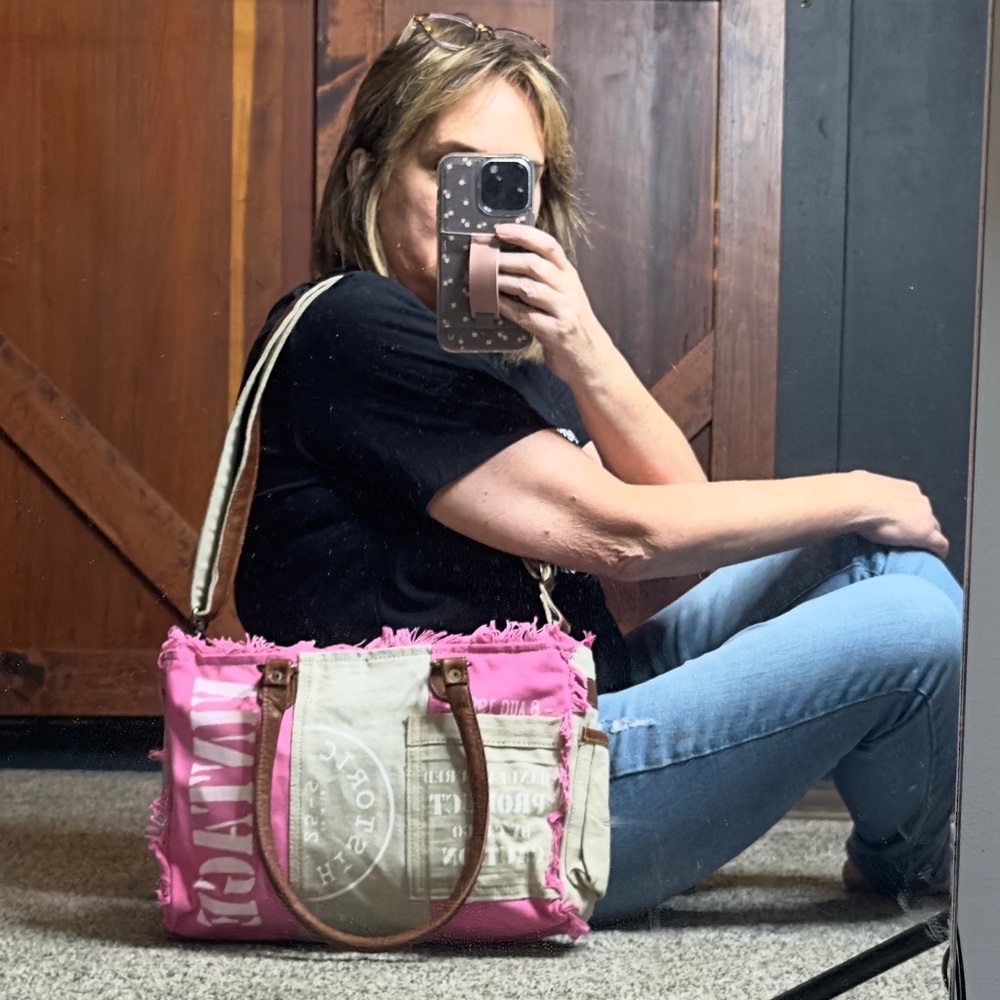 Myra Bag Queen Creek Upcycled Tote Shoulder Purse Canvas Bag Vintage Handbag - Picture 5 of 10